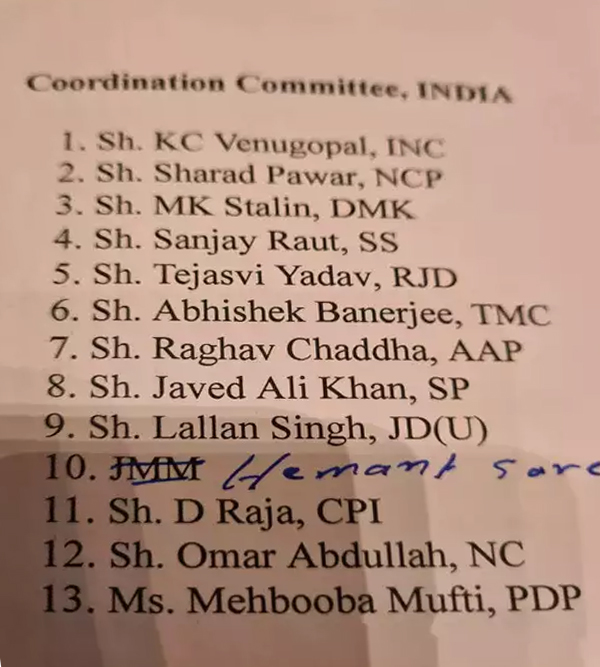 I.N.D.I.A coordination committee list