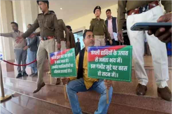 झारखंड विस बजट सत्र: हाथी हमलों पर मांडू विधायक का धरना, मुआवजा बढ़ाने की मांग